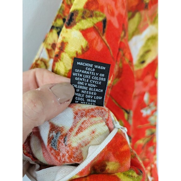 Premise Fluted Floral Colorful Orange  Flowy Linen Blend Skirt Womens 8 - Picture 11 of 11